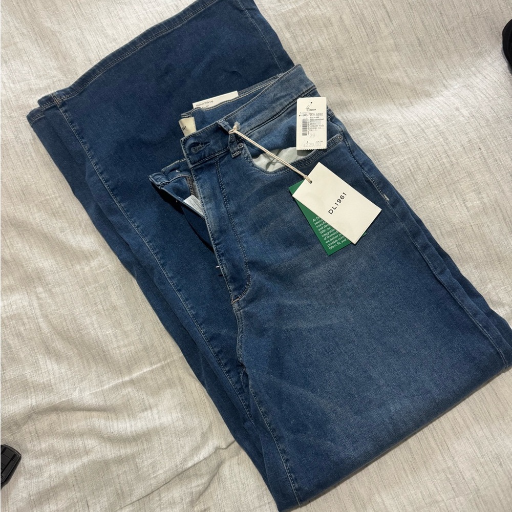 DL1961 Women's Dark Blue Wide Leg Jeans